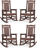 SERWALL HDPE Outdoor Rocking Chair Set of 4, Oversized Patio Rocking Chairs by SERWALL