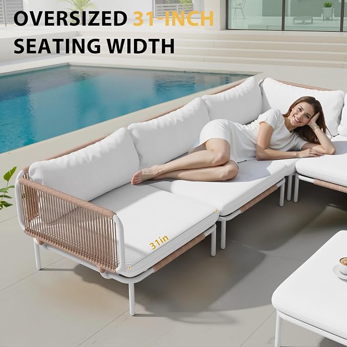 Patio Furniture Set, Outdoor Patio Furniture 31" Oversized Metal Patio - Image 5