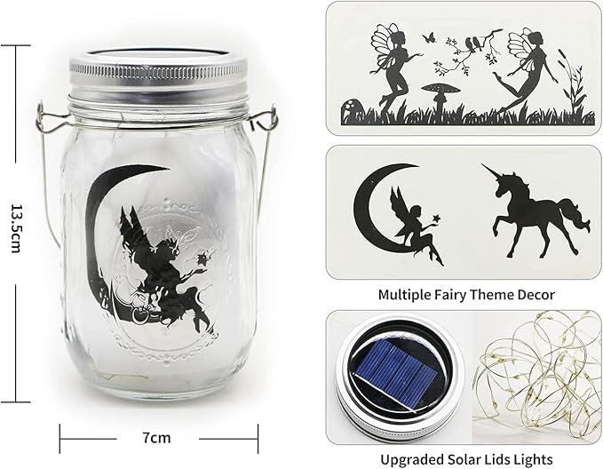 String Lights for Mason Jars, 8 Pack Solar Lid Lights in Cold White