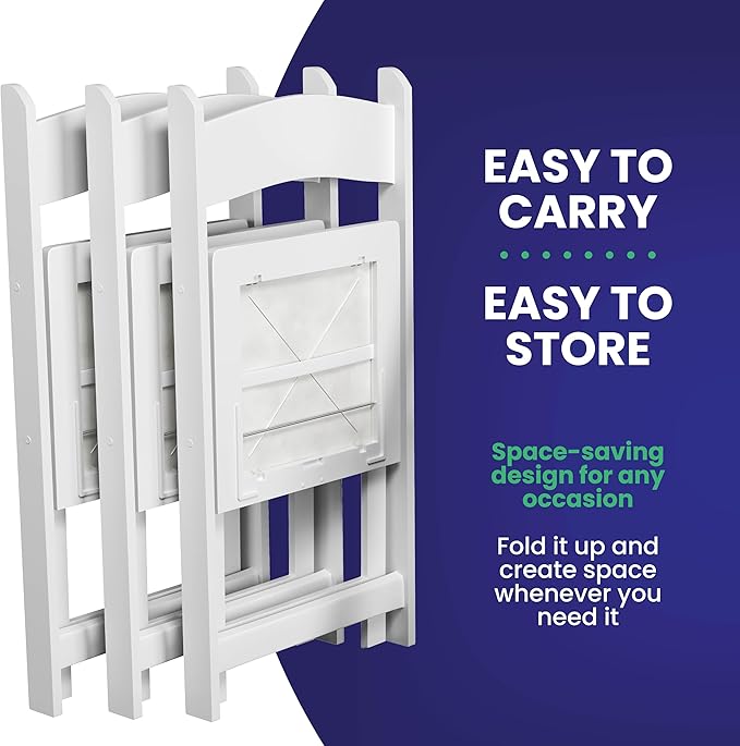 SIMPLEX 8 White Folding Chairs – Resin Stackable Foldable Chairs - Image 7