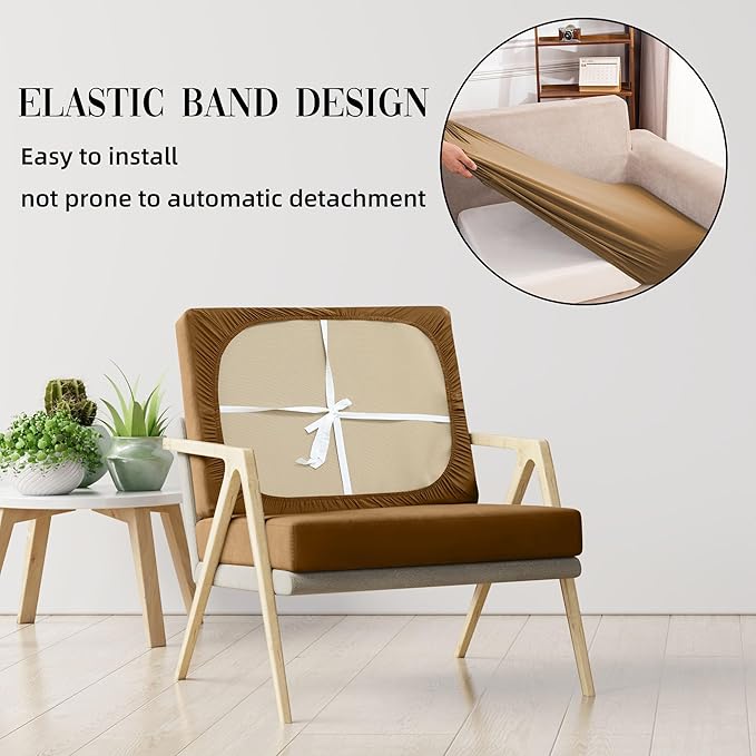 Sofa Covers, Stretch Outdoor Cushion Covers, 14-Piece Camel Set