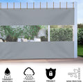 Outdoor Curtain with Clear Vinyl Panel, Waterproof Gray, 10 x 13 ft