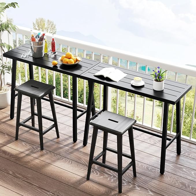 COSTWAY 36" Outdoor Bar Table, Rectangular High Pub Table - Image 2