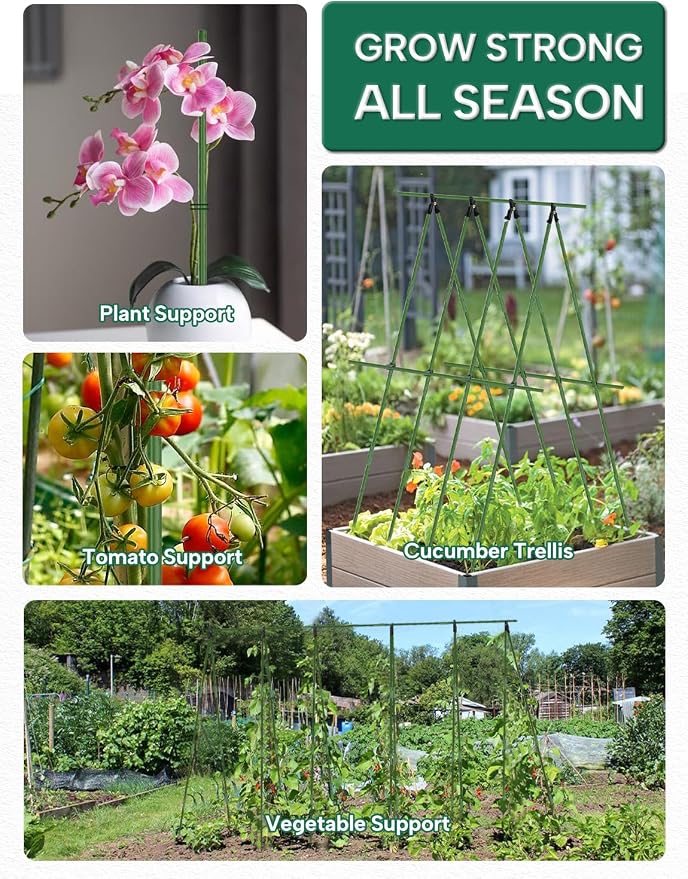 Breeze Touch Garden Trellis for Climbing Plants Outdoor, 40 Pack 17" Tomato - Image 7