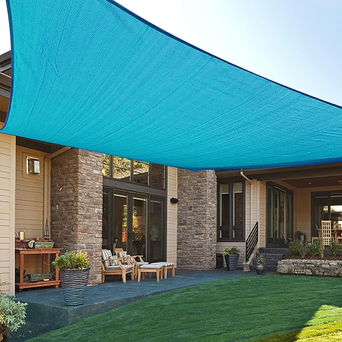LOVE STORY Custom Size 16'x24' Turquoise Blue Sun Shade Sail Rectangle UV Block by LOVESTORY