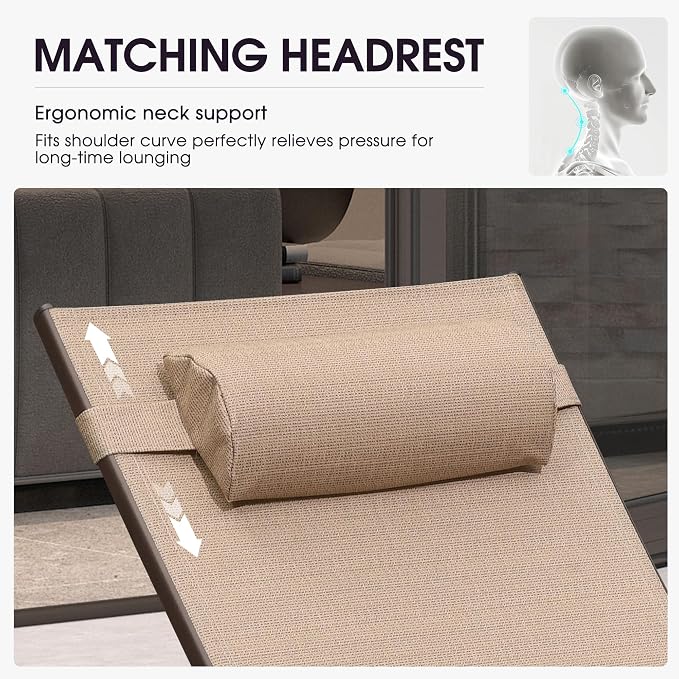 PURPLE LEAF Outdoor Chaise Lounge Chair Set of 3 Patio Pool Lounger Bronze - Image 4
