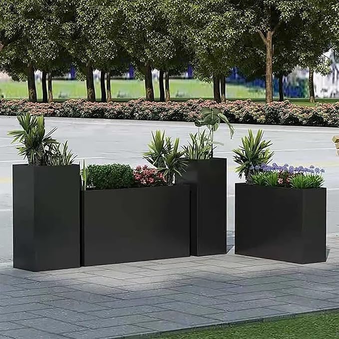 Black Steel Metallic Heavy Planter 30" x 12" x 24" - Image 5