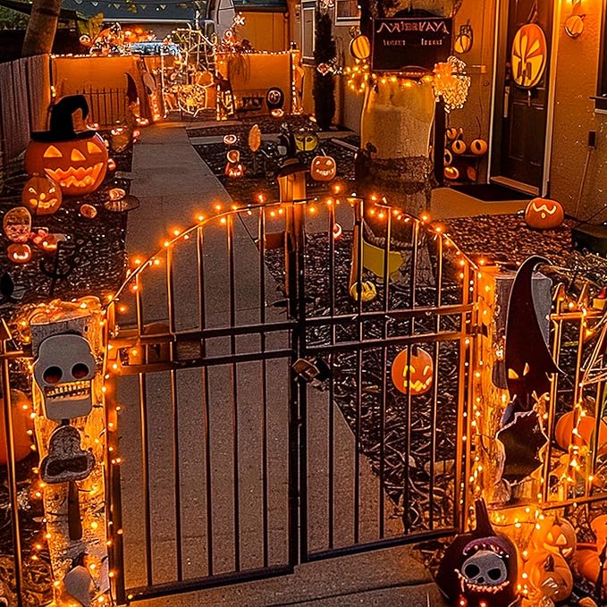 String Lights in Orange, 500 LEDs, 173 Feet, IP44 Waterproof