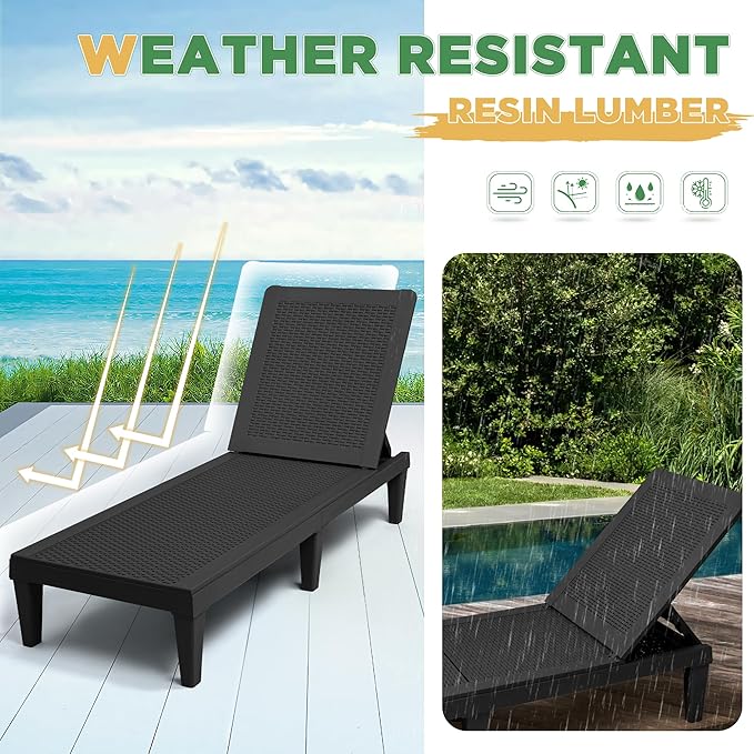 Greesum Outdoor Chaise Lounge Chairs Set of 4 - Image 6