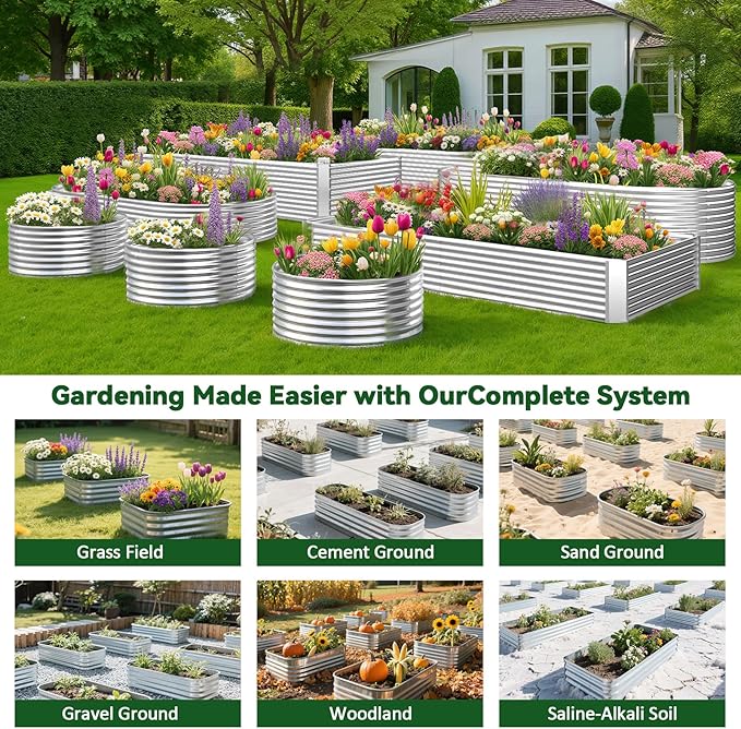 4 Pack 3x3FT Round Raised Beds for Gardening, Corrugated Galvanized Steel - Image 7