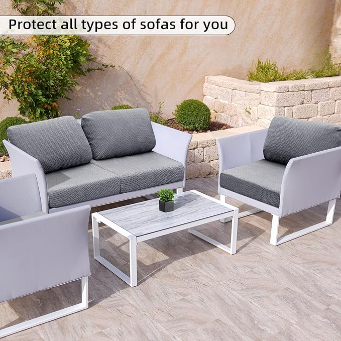 Sofa Cushion Covers, 8-Piece Stretch Set for Outdoor Patio Furniture
