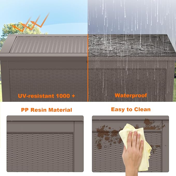 320 Gallon Resin Deck Box, Lockable Patio Outdoor Storage Box - Image 4