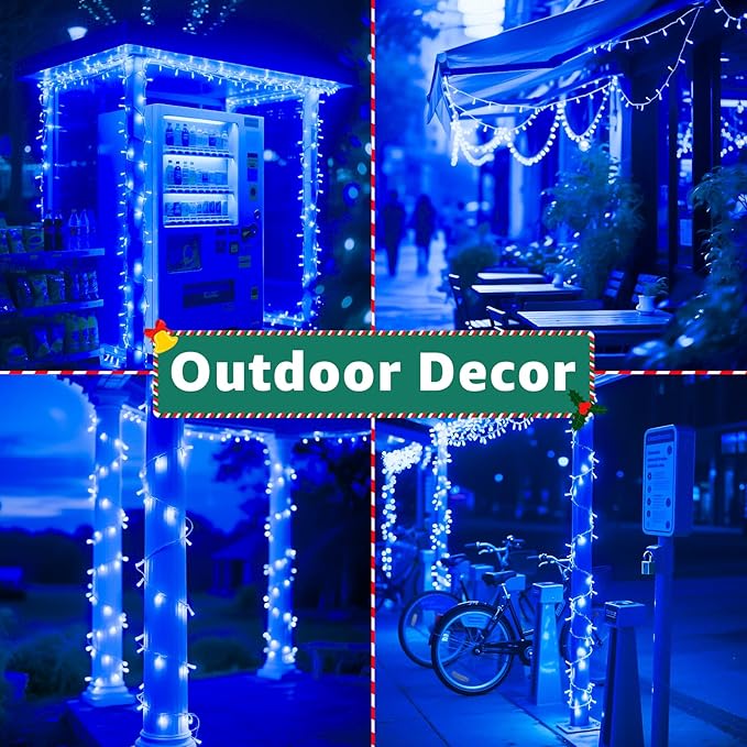 String Lights, 196 ft Blue LED with Remote and Timer