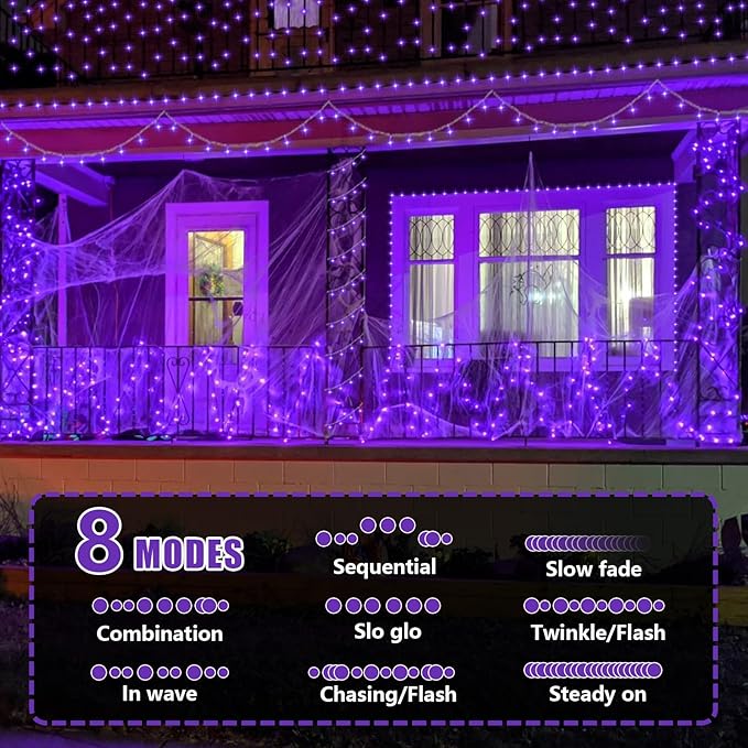 String Lights 500 LED, 165ft Purple Outdoor Halloween Decor