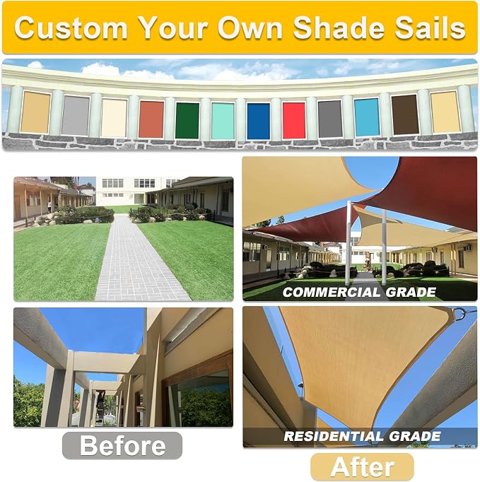 KANAGAWA Sun Shade Sail Curved 16'X20' Dark Gray Rectangle Outdoor Shade Cover - Image 5