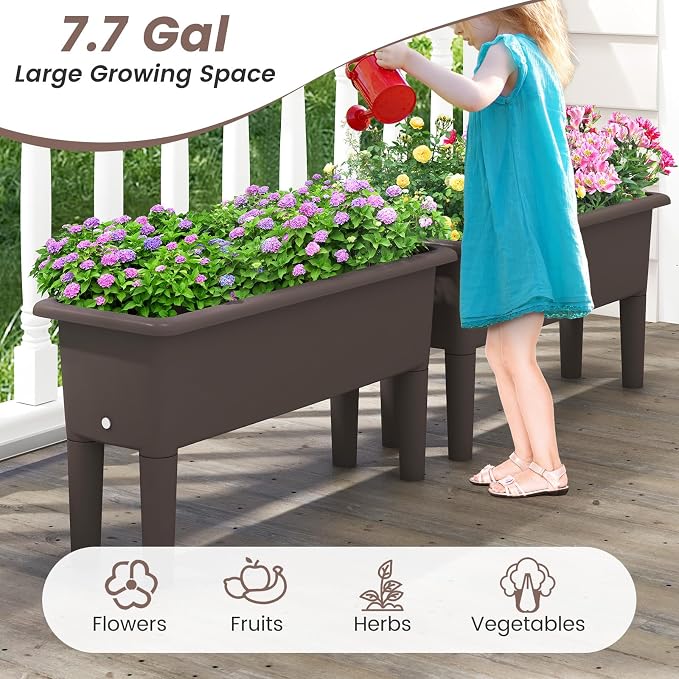 Giantex Raised Garden Beds Outdoor Set of 2, Self-Watering Planter Box - Image 7