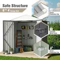 Storage Shed 6 x 4 ft Galvanized Steel with Lockable Door, Gray