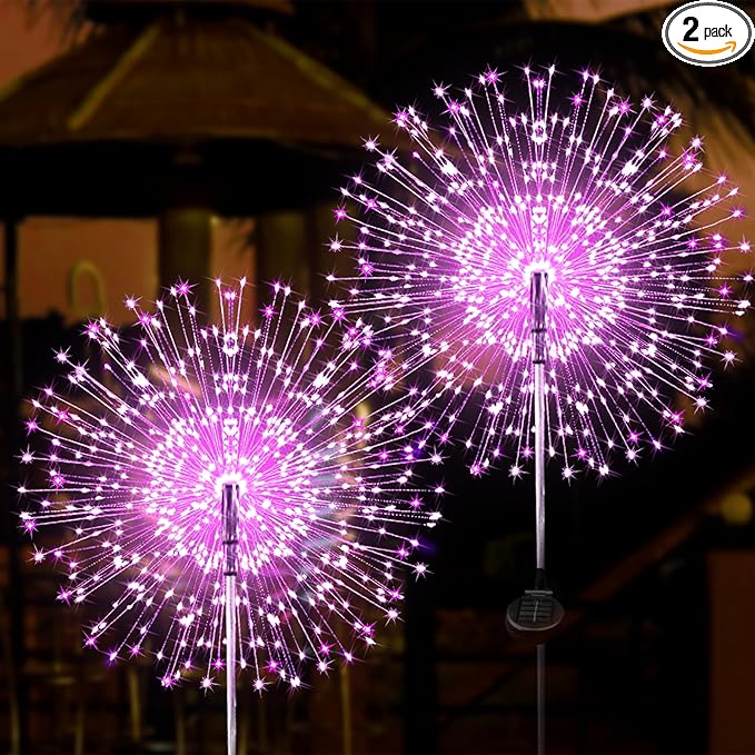 JJGoo Solar Firework Lights, 2 Pack 120 LEDs 2 Lighting Modes Solar Garden by JJGoo