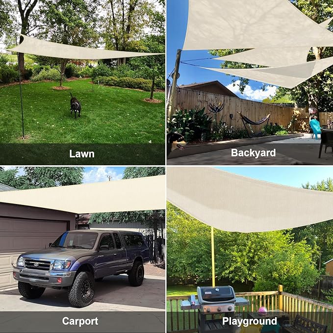SUNLAX Sun Shade Sail 13' x 13' x 13' Butter Cream Triangle Canopy Sail Shade - Image 8