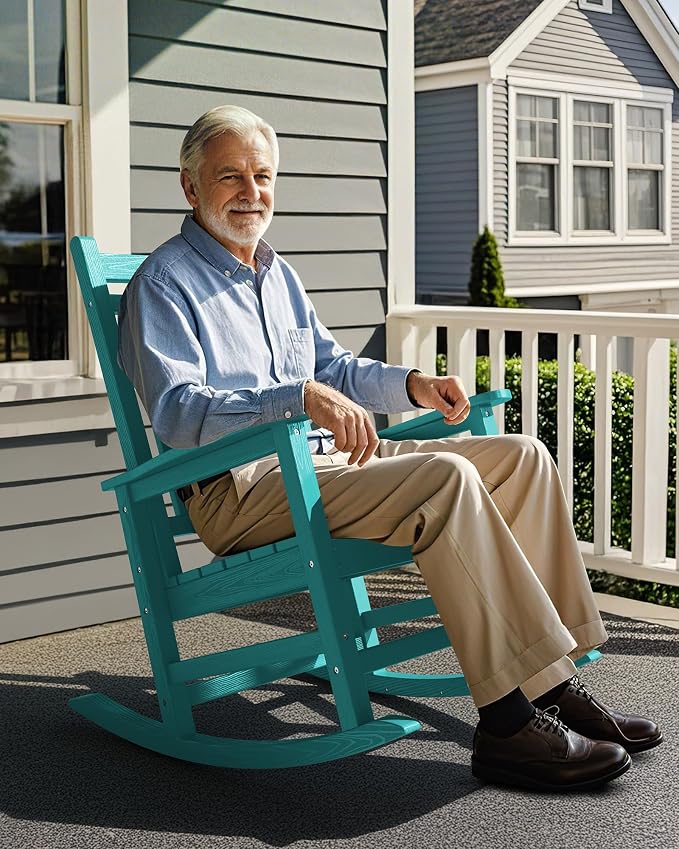 SERWALL HDPE Outdoor Rocking Chair Set of 8, Patio Rocking Chairs - Image 8