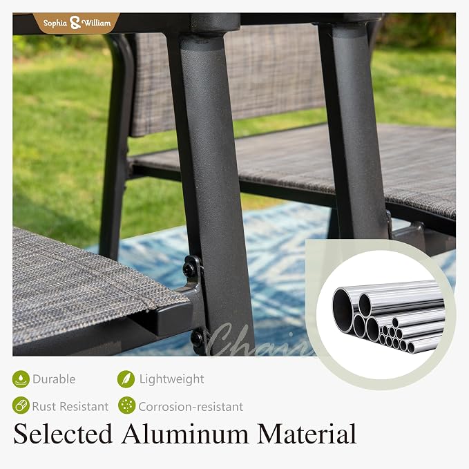 Sophia & William Outdoor Patio Dining Set 7 Pieces, 6 Aluminum Patio Dining - Image 3