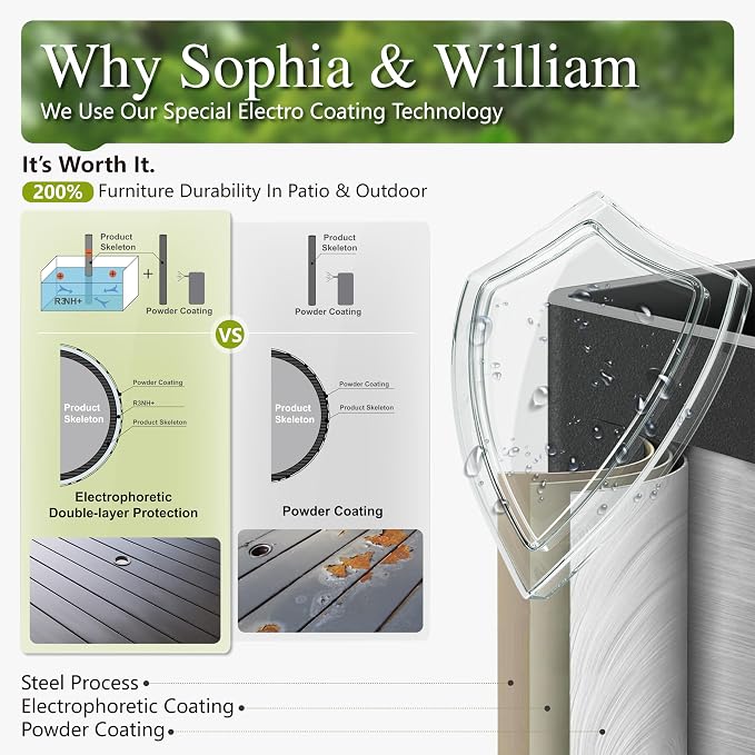 Sophia & William Metal Outdoor Dining Table, Square Mesh Patio Table - Image 3