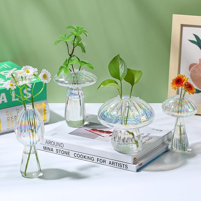 Terrarium Propagation Station Set of 6, Clear Borosilicate Glass Vases