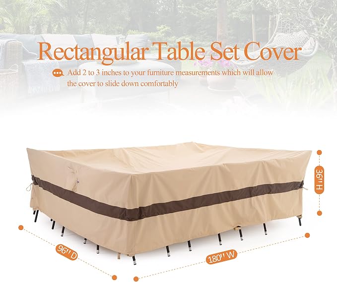 WJ-X3 180' Extra Large Patio Furniture Set Covers Waterproof, Heavy Duty - Image 6