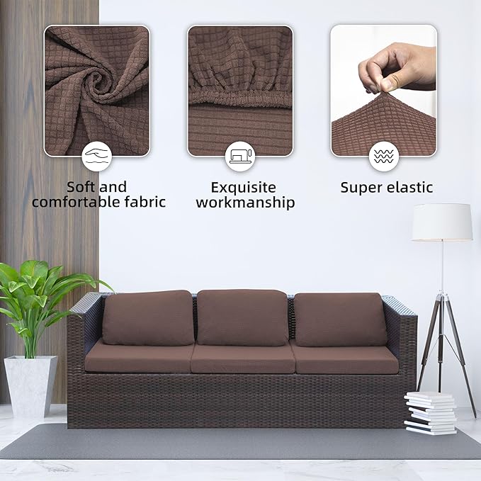 Sofa Covers for Outdoor Cushions, Stretch Fit, Camel
