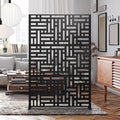 Freestanding Metal Privacy Screen, 47 x 72 Inch Black Outdoor Panel