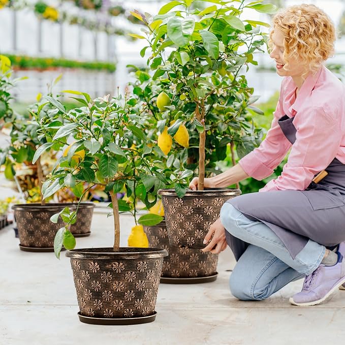 12 Inch Planter Pots for Plants, Plastic Large Flower Pots Indoor Outdoor - Image 5