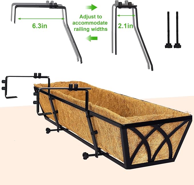 Y&M 30 Inch Fence Metal Hanging Flower Planter Window Basket Deck Railing - Image 4