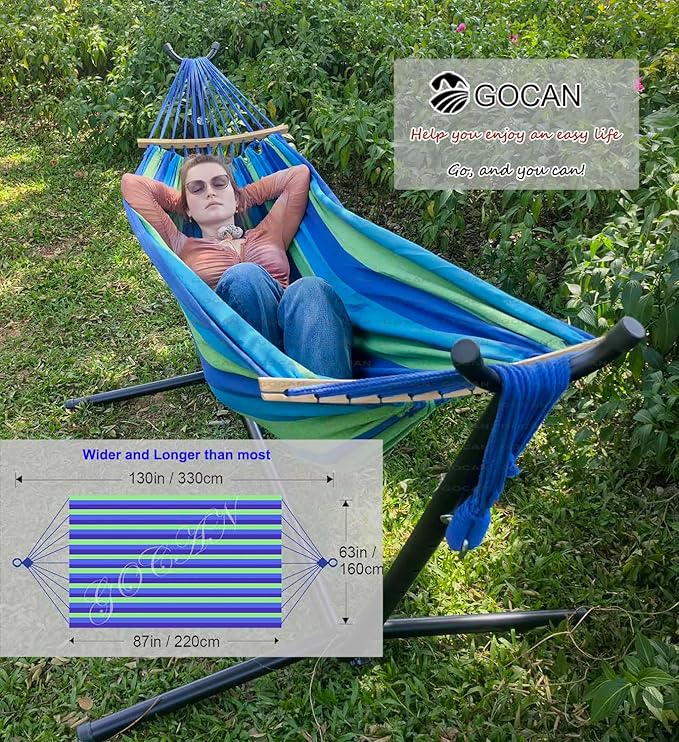 Double Hammock 2 Person Extra Large 220x160cm Total Length 330cm Load 500lb - Image 2