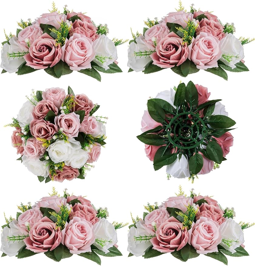 Artificial Flower Balls, Silk Dusty Rose Centerpieces with Zip Ties