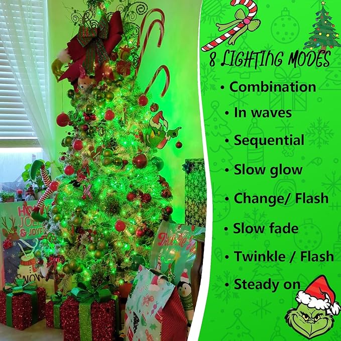 String Lights 165 ft 500 LED Green Outdoor Strand with 8 Modes