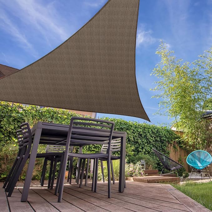 E&K Sunrise 9' x 9' x 9' Sun Shade Sail Triangle Canopy Shade Cover UV Block - Image 7