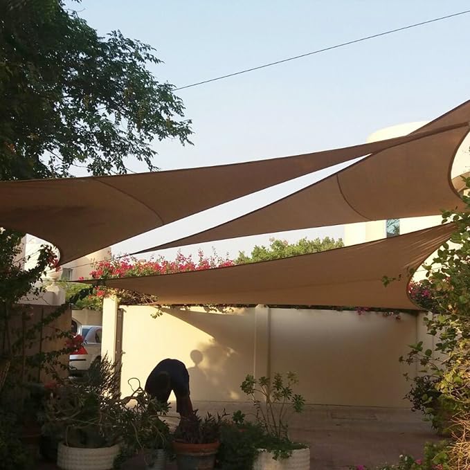 E&K Sunrise 7' x 7' x 7' Sun Shade Sail Triangle Canopy Shade Cover UV Block - Image 8