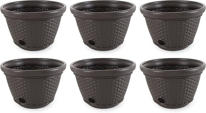Suncast 6 Pack Decorative Wicker Garden Hose Holder Pot by Suncast