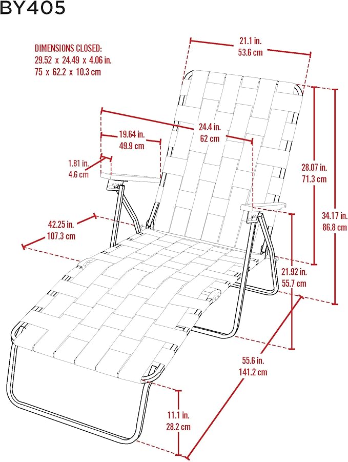 Camp & GO 4-Position Folding Web Lawn Chair Outdoor Lounger - Image 3