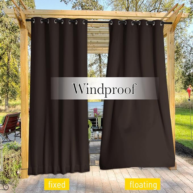 NICETOWN 2 Panels Weighted Blackout Curtains Patio Waterproof Outdoor Curtains - Image 5