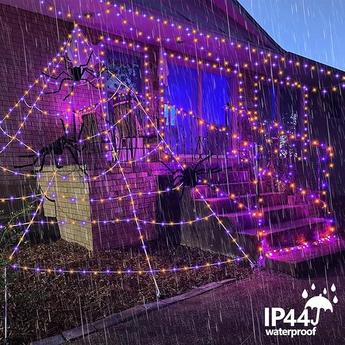String Lights 165 ft 500 LED Orange and Purple Halloween Decor