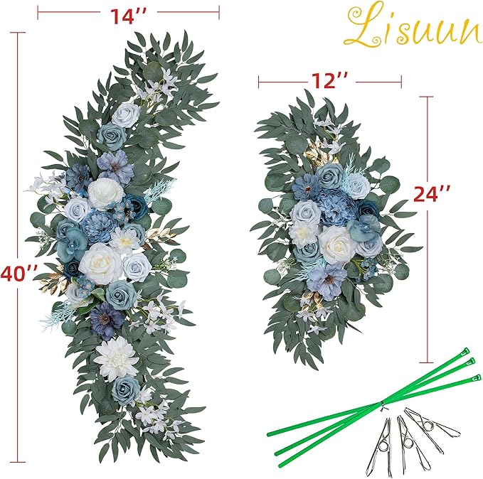 Artificial Flowers Silk Wedding Arch Swag, 40-Inch with Peonies and Roses