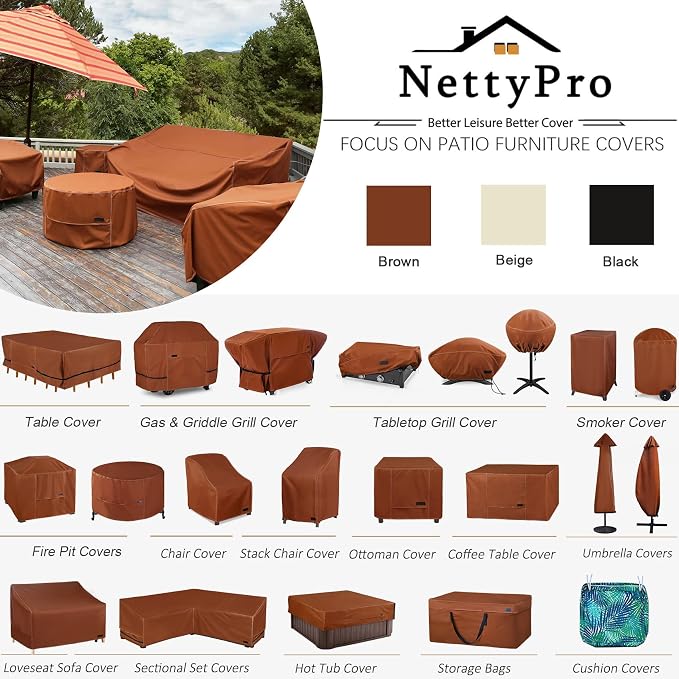 NettyPro Square Patio Table Cover 80 x 80 Inch, Waterproof 600D Heavy Duty - Image 7