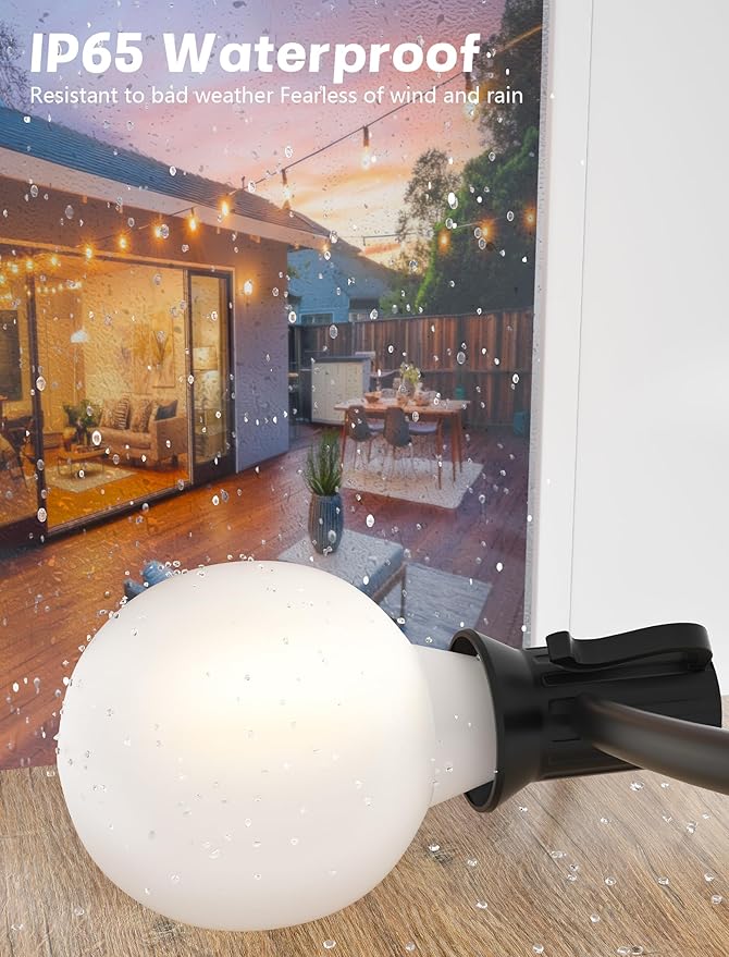 String Lights, 25FT Outdoor Globe Lights with 27 Frosted White LEDs