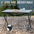 Folding Camping Table, Adjustable Height Aluminum Roll-Up Top, Dark Gray