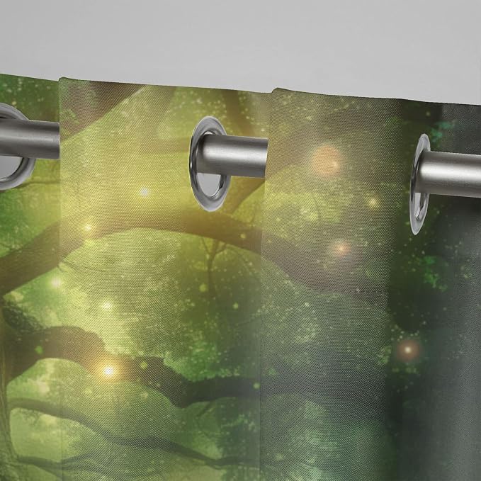 Fantasy Theme Outdoor Curtains for Patio Waterproof, Forest Pattern, Grommet - Image 4