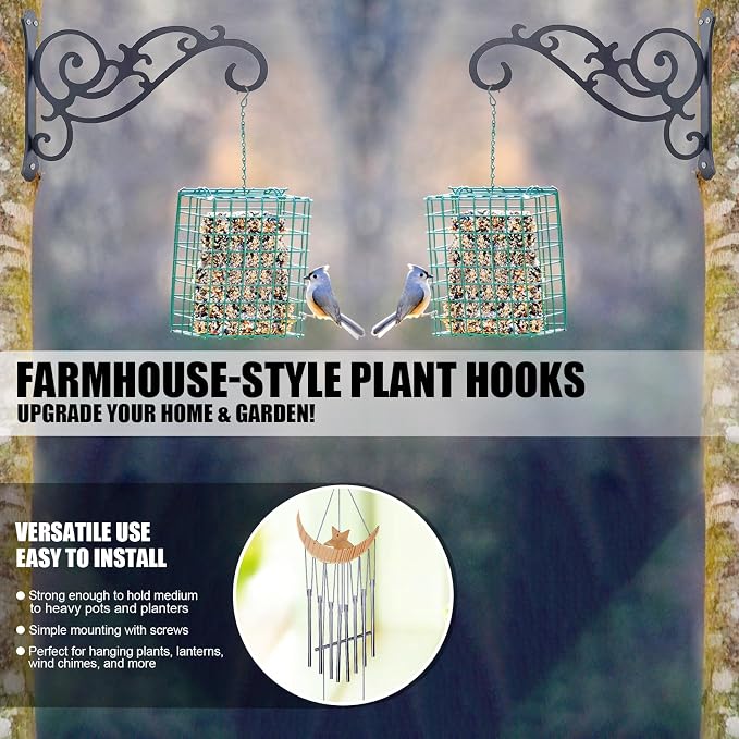 Hanging Planter Hooks 2 Pcs, Outdoor Hanging Brackets Wall Hook Heavy Duty - Image 4