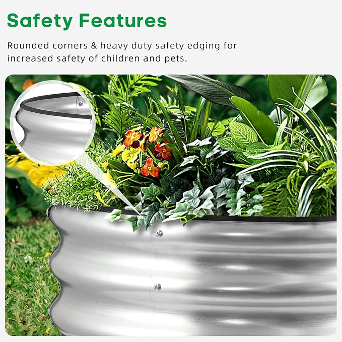 JERIA Raised Garden Bed, Galvanized Raised 2×2×1ft Planter Boxes Outdoor - Image 5