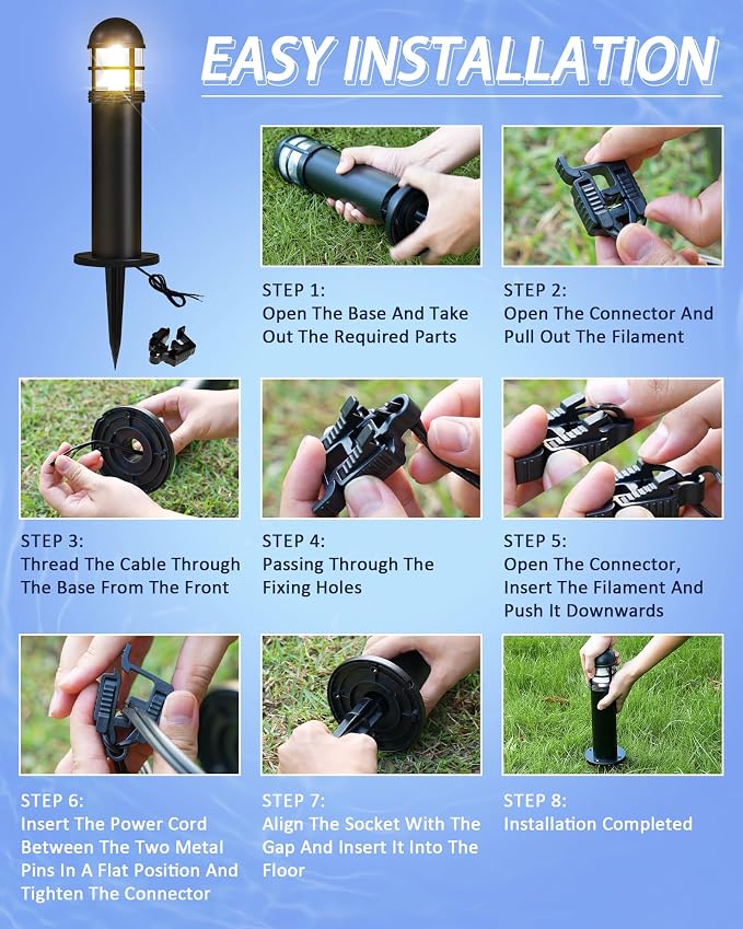 8 Pack LED Low Voltage Bollard Pathway Lights, 12V 200LM IP67 Waterproof - Image 7