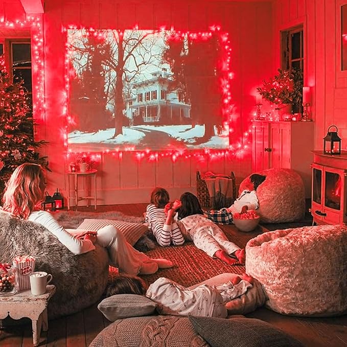 String Lights, 500 Red LEDs, 173 Ft, 8 Modes with Timer